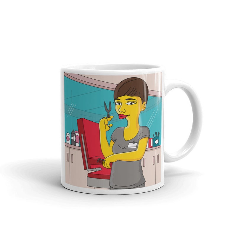 Hairdresser Coffee Mug With Custom Portrait As Yellow Cartoon Etsy