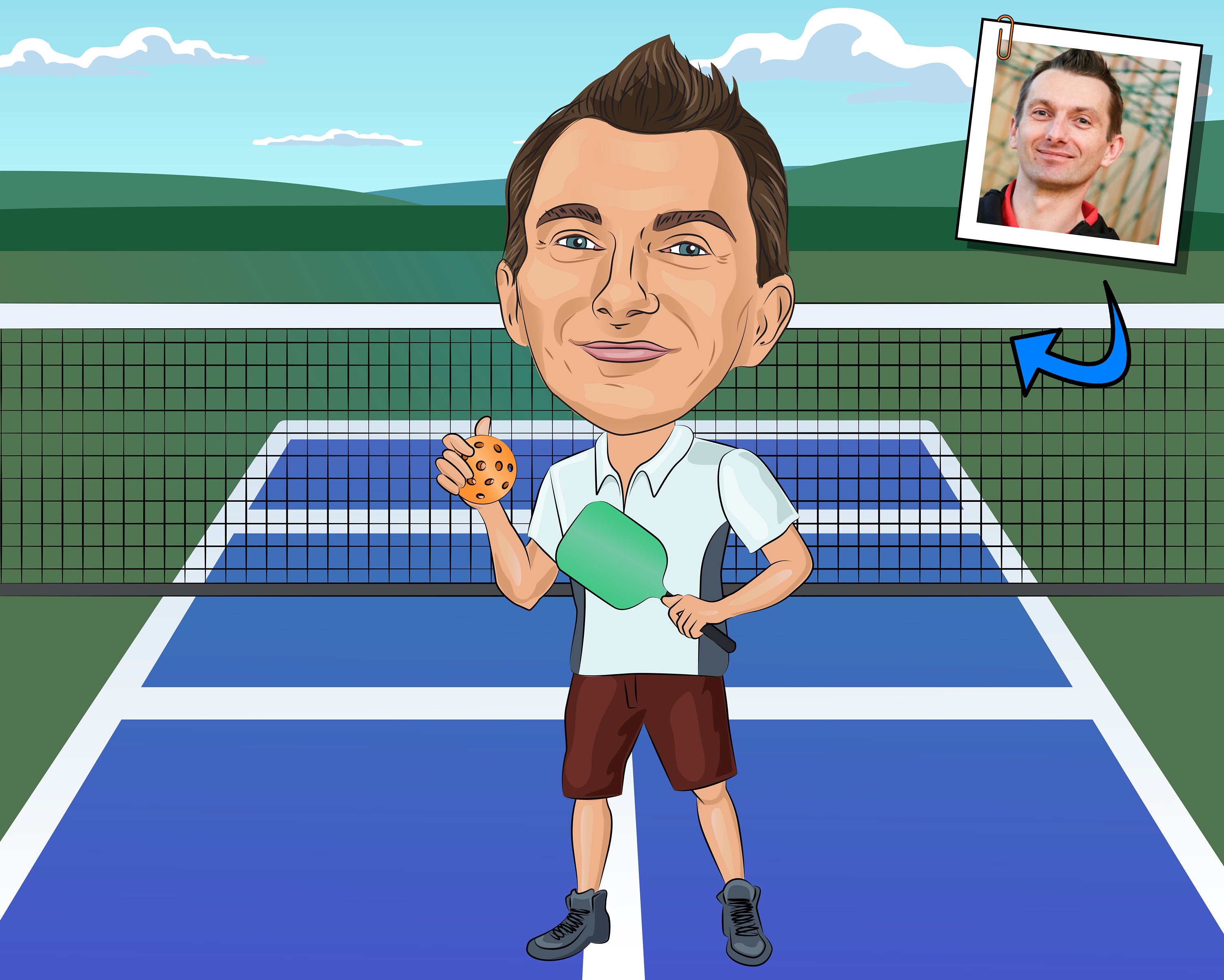 Pickleball Player Gift Custom Caricature Portrait From Your Etsy UK