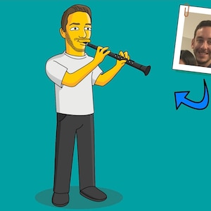 Clarinet Player Gift - Portrait as Cartoon Character / Clarinetist gift / Clarinet art / Clarinet gift