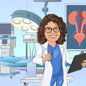Urology surgeon Gift - Custom Caricature From Your Photo, Urinary surgeon, kidney surgeon