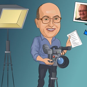 Filmmaker Gift - Custom Caricature Portrait / film director gift / film producer gift / film student gift