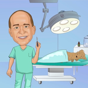 Vet Surgeon Gift - Custom Caricature From Photo, veterinary surgeon, vet tech gift