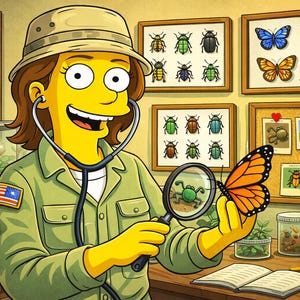 Entomologist Gift - Custom Portrait from Photo as Yellow Character, Entomology gift, butterfly lover