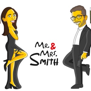 Mr and Mrs Gift  - Custom Portrait as Cartoon Characters / custom wedding gift mr and mrs guest book/ mr and mrs gifts / mr and mrs wall art