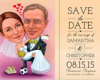 Save The Date CARICATURE card / funny save the date / unique save the date /custom save the date /save the date cartoon /save the date ideas