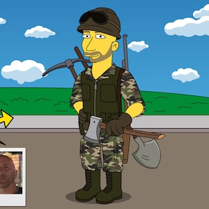 Army Engineer Gift - Custom Portrait from Photo as Yellow Character, combat engineer, US Army Engineer