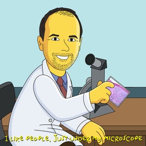 Coroner Gift - Custom Cartoon Portrait, Forensics, medical examiner, diagnostician, forensic science, mortuary science