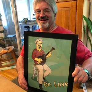 Mandolin Player Gift - Portrait as Cartoon Character / Mandolin art / Mandolin gift / Mandolin instrument