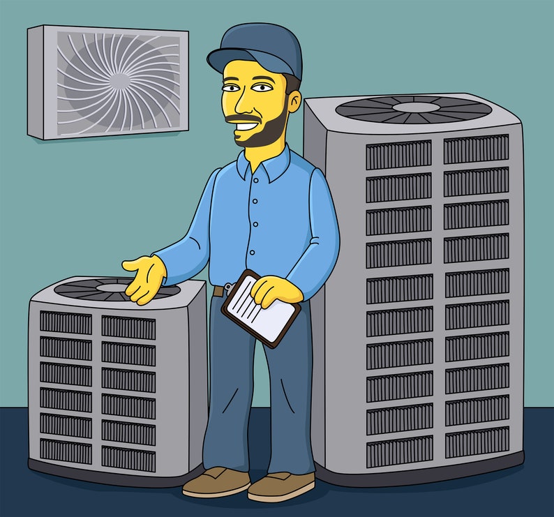 HVAC technician Gift Custom Portrait from Photo as Yellow Character / HVAC tech gift image 4