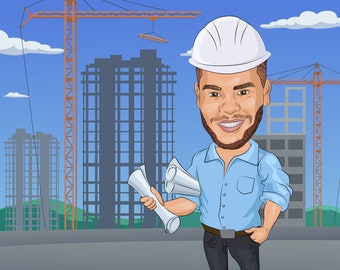 Civil Engineer Gift - Custom Caricature Portrait From Your Photo / structural engineer