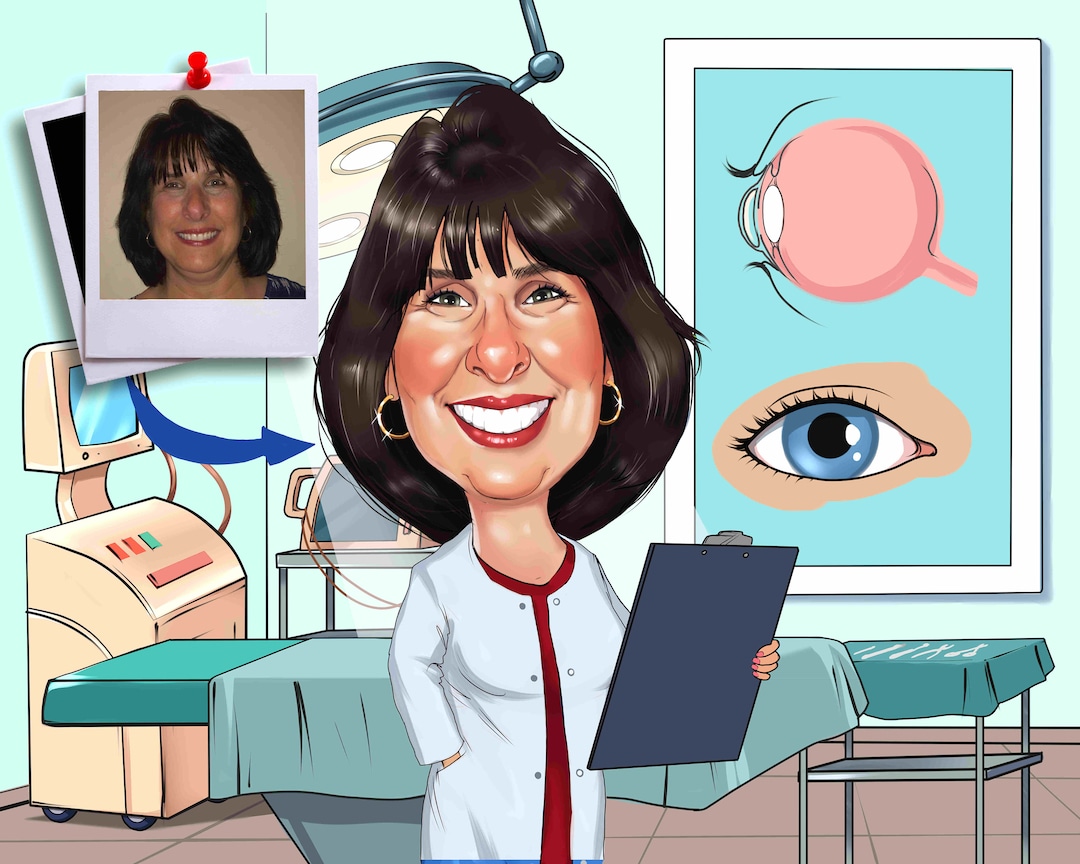 Eye Surgeon Gift Custom Caricature From Photo, Eye Surgery Gift, Eye