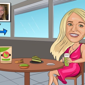 Matcha Lover Gift - Custom Caricature From Photo, matcha gift