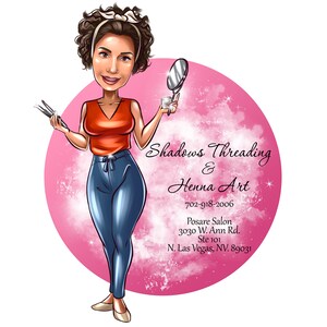Makeup Artist Logo Design - custom cartoon portrait for your business logo / make up artist logo / makeup logo / makeup artist branding Full Body+Background