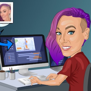 Film Editor Gift - Custom Caricature From Photo, videographer gift, video editor