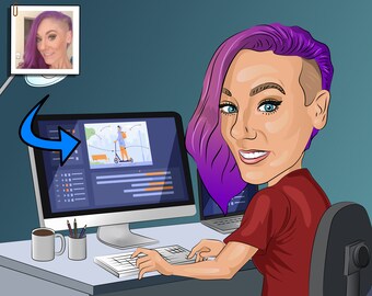 Film Editor Gift - Custom Caricature From Photo, videographer gift, video editor