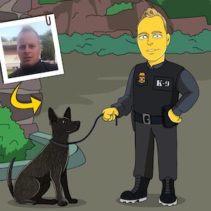K9 Officer Gift - Custom Cartoon from Photo, k9 police dog, k9 handler gift, police k9 unit