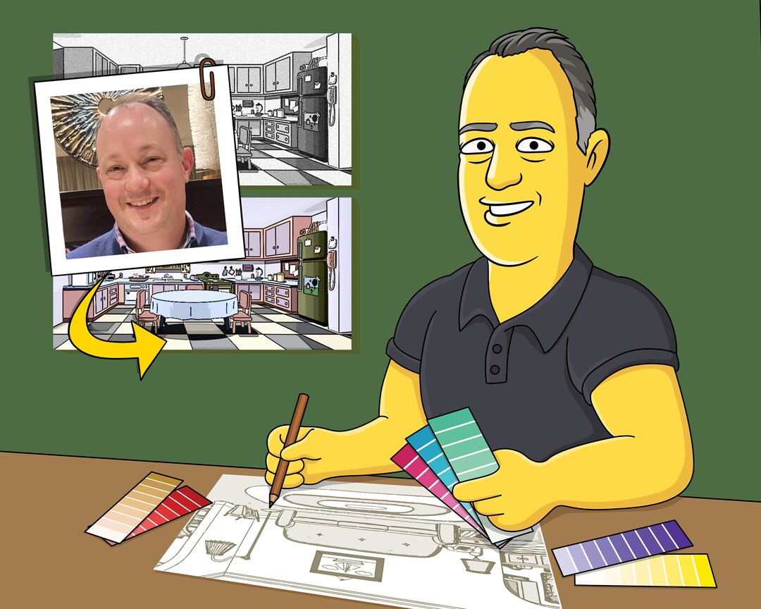 Custom Interior Designer Portrait - Yellow Cartoon Character as Home ...