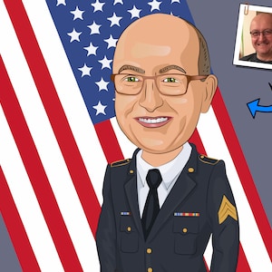 Sergeant Gift - Custom Caricature Portrait From Your Photo / staff sergeant / police sergeant