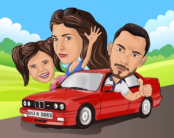 Group Caricature Portrait From Your Photos