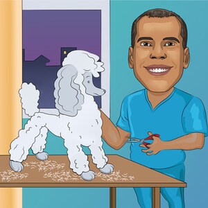 Dog Groomer Gift Custom Caricature Portrait From Your Photo / Pet Groomer Gift image 8