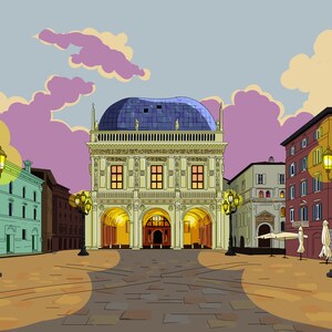 Brescia Gift - DIGITAL ILLUSTRATION, Brescia art, Brescia poster
