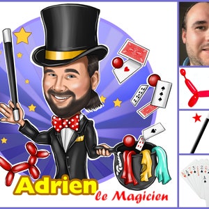 Magician Logo - custom portrait for your business logo / illusionist logo / magic logo