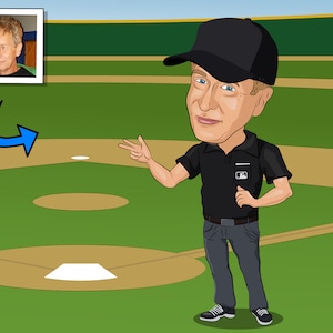 Baseball Umpire Gift - Custom Caricature From Photo