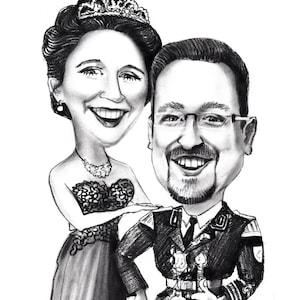 Couple Pencil Caricature Portrait from your Photo / custom caricature / couple caricature / couples gift portrait / couple pencil sketch Half Body Caricature