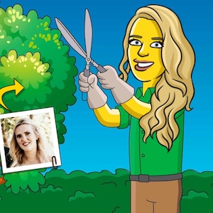 Landscaper Gift - Custom Portrait as Cartoon Character / landscape architect gift / landscape designer gift / bush trimmer / lawn mover gift