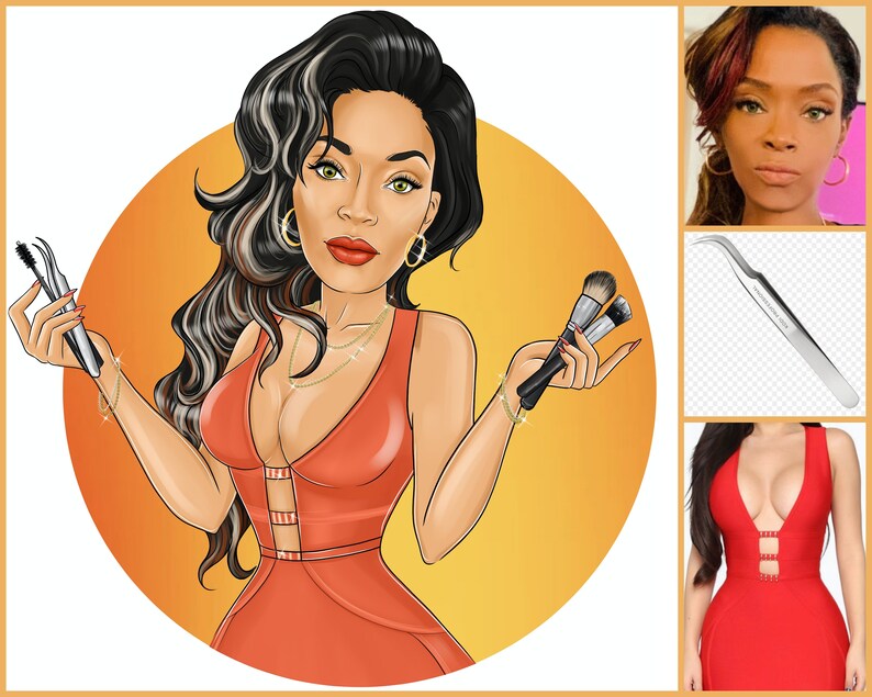 Makeup Artist Logo Design - custom cartoon portrait for your business logo / make up artist logo / makeup logo / makeup artist branding image 3