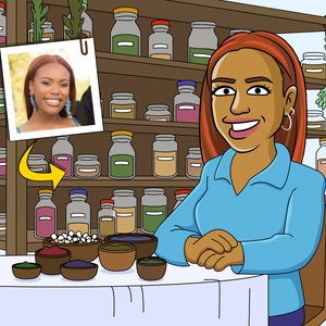 Herbalist Gift - Custom Portrait from your Photo as Yellow Character / herb doctor gift / herbalism gift