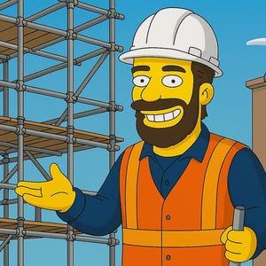 Scaffolder Gift - Custom Portrait from Photo as Yellow Character, Scaffolding