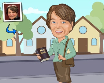 Missionary Gift - Custom Caricature From Photo / sister missionary / missionary mom