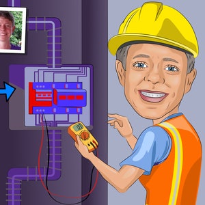 Electrical Engineer Gift - Custom Caricature From Photo, electronics engineer