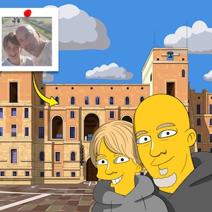 Custom Yellow Cartoon Portrait: Taranto City Art (Digital File)