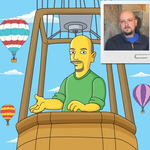 Hot Air Balloon Gift  - Custom Cartoon Portrait from Photo / hot air balloon art / hot air ballooning gift / balloon pilot gift / pilot dad