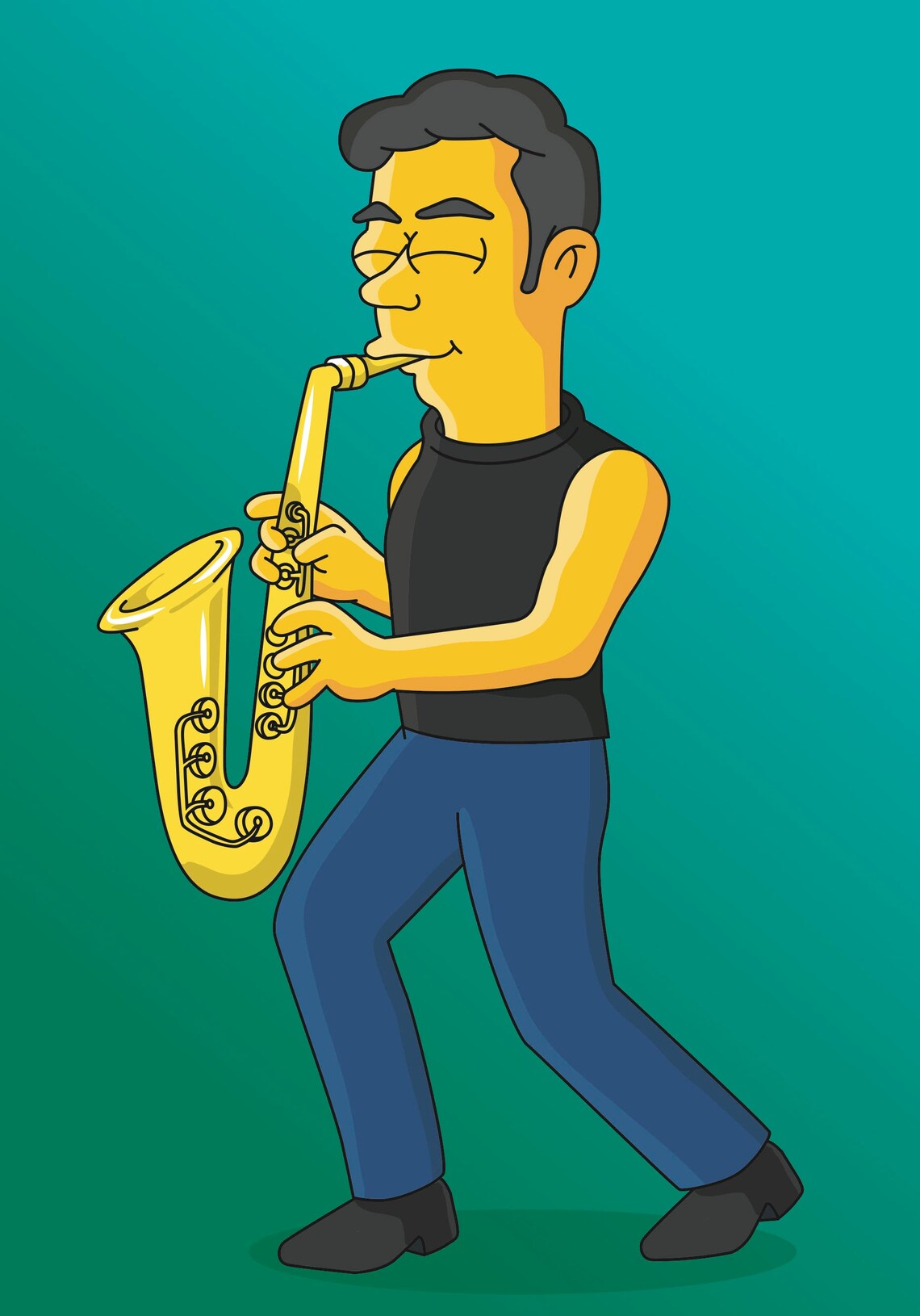 Saxophone Player Gift Custom Portrait From Photo as Yellow Etsy