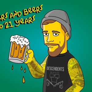 21st birthday for him - Cartoon Style Portrait / 21st birthday boyfriend / 21st birthday gift for best friend / 21st birthday gift for him