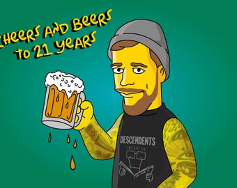 21st birthday for him - Cartoon Style Portrait / 21st birthday boyfriend / 21st birthday gift for best friend / 21st birthday gift for him