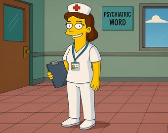 Psych Nurse Gift - Custom Portrait from Photo as Yellow Character, mental health worker