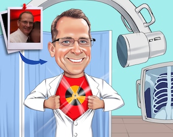 Xray Tech Gift - Custom Caricature From Photo, Rad Tech Gift, x-ray tech