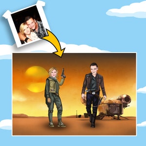 Portrait de dessin animé Tatooine personnalisé à partir d'une photo (fichier numérique)