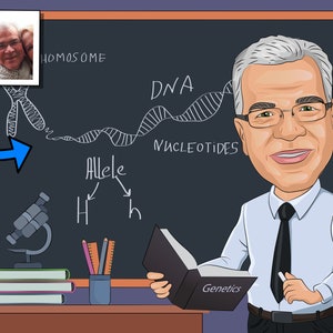 Genetics Teacher Gift - Custom Caricature From Photo, Genetics Professor