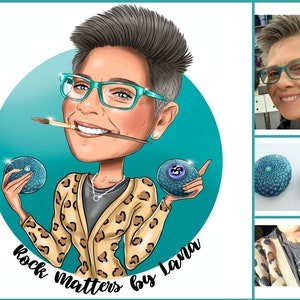 Rock Painter Logo - custom cartoon for your business logo / rock painting logo / stone painting logo