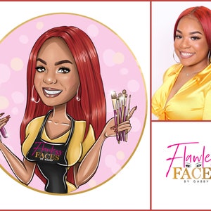 Makeup Artist Logo Design - custom cartoon portrait for your business logo / make up artist logo / makeup logo / makeup artist branding image 2