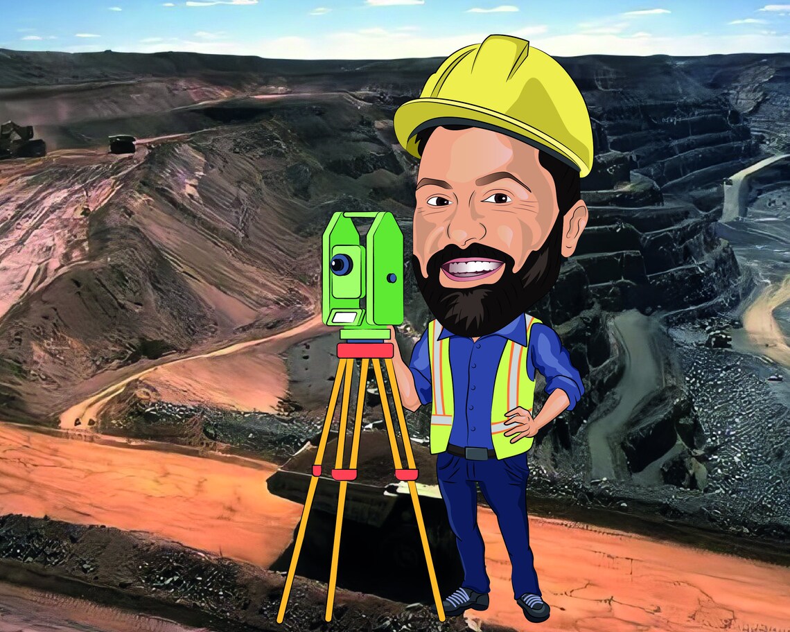Land Surveyor Gift Custom Caricature Portrait From Your Etsy