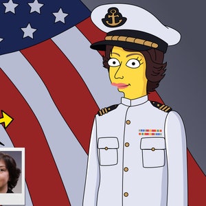 Navy Commander Gift - Custom Portrait from Photo as Yellow Character