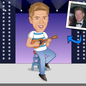 Ukulele Player Gift - Custom Cartoon Portrait, Uke gift