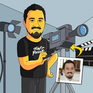 映画製作者へのギフト - 漫画キャラクターのカスタムポートレート / 映画製作者へのギフト / 映画監督へのギフト / 映画学生へのギフト / ビデオグラファーへのギフト
