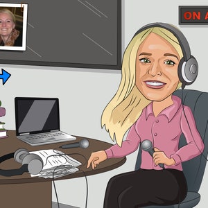 Presente de personalidade de rádio - Retrato de caricatura personalizado de sua foto / Presente de apresentador de rádio